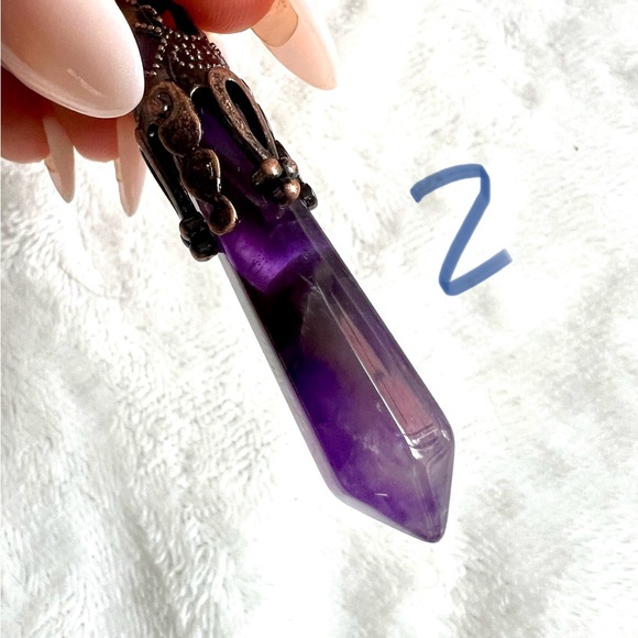 Amethyst or Obsidian Divination PENDULUM Necklace/ Pendant - Picture 3 of 11
